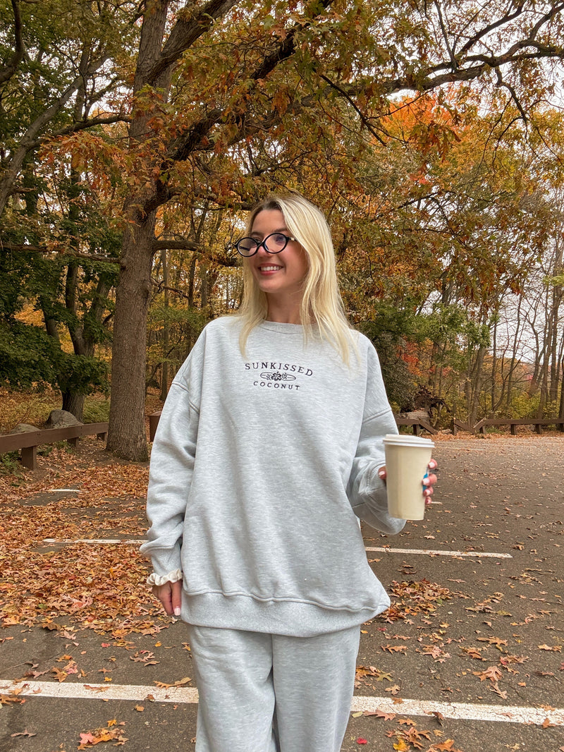 Afternoon Grey Sunkissedcoconut Embroider Sweatshirt