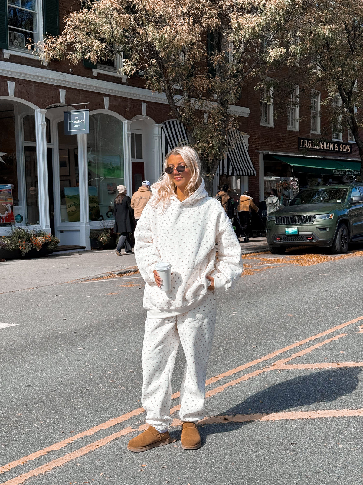 Blank Ivory Cherries All Over Hoodie