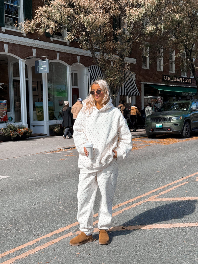 Blank Ivory Cherries All Over Hoodie