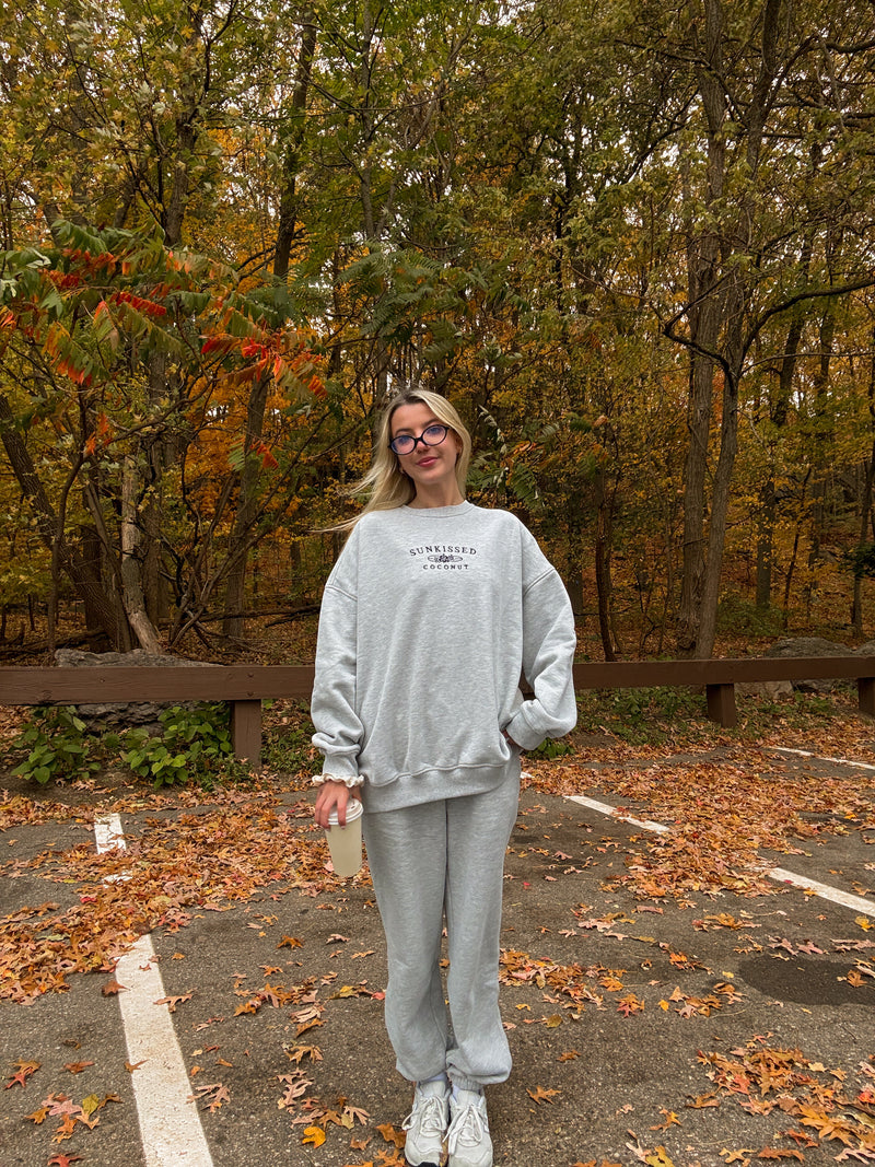 Afternoon Grey Sunkissedcoconut Embroider Sweatshirt