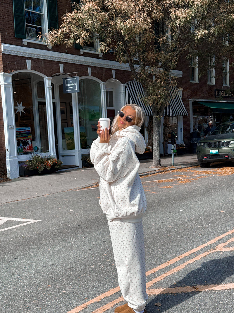 Blank Ivory Cherries All Over Jogger Sweatpants