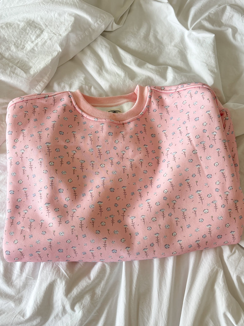 Light Pink Ditsy Blue Floral Sweatshirt