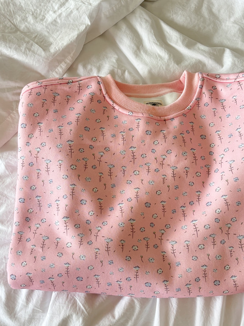 Light Pink Ditsy Blue Floral Sweatshirt