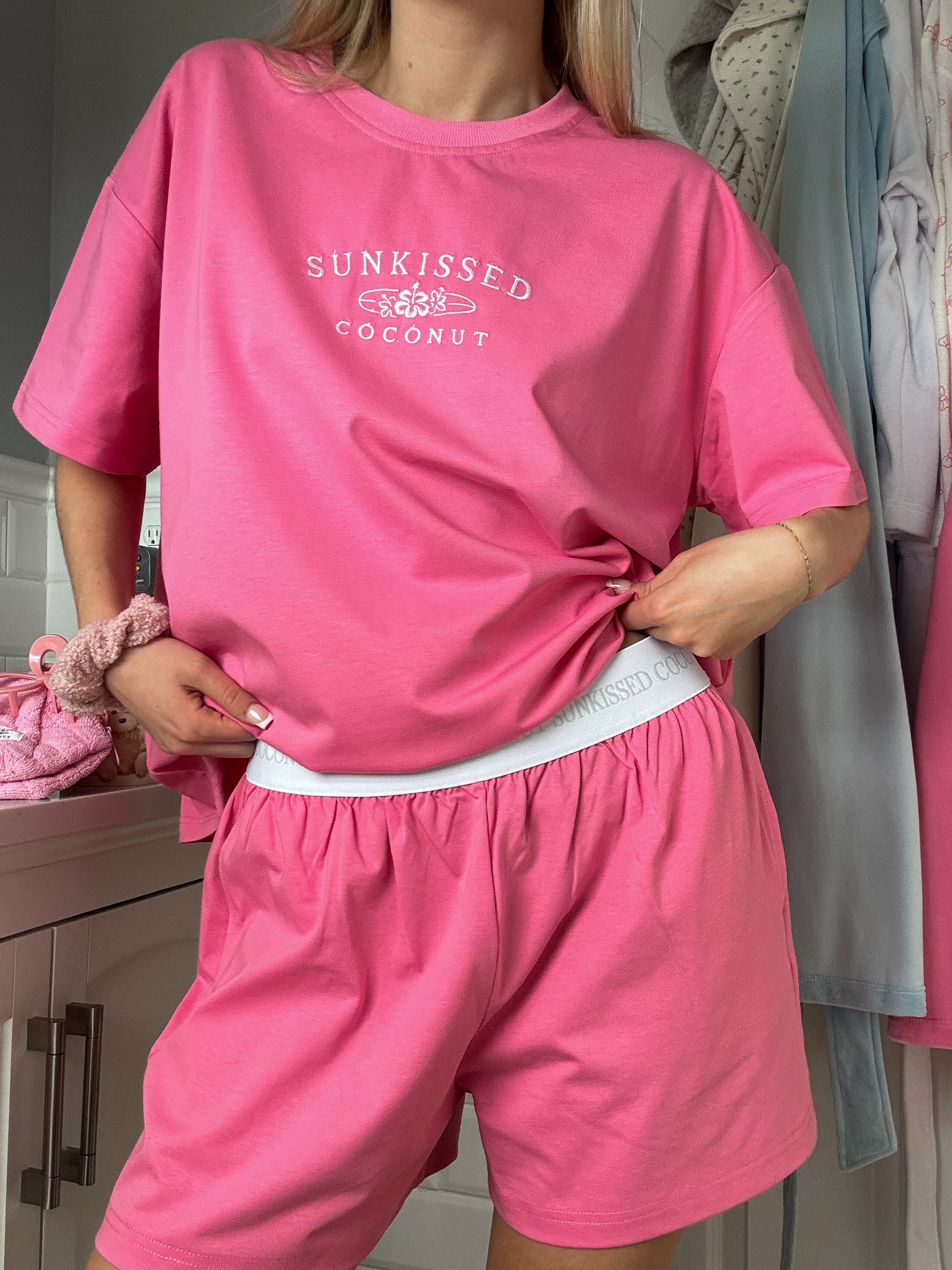 Malibu Pink Basic Watercolor Shorts