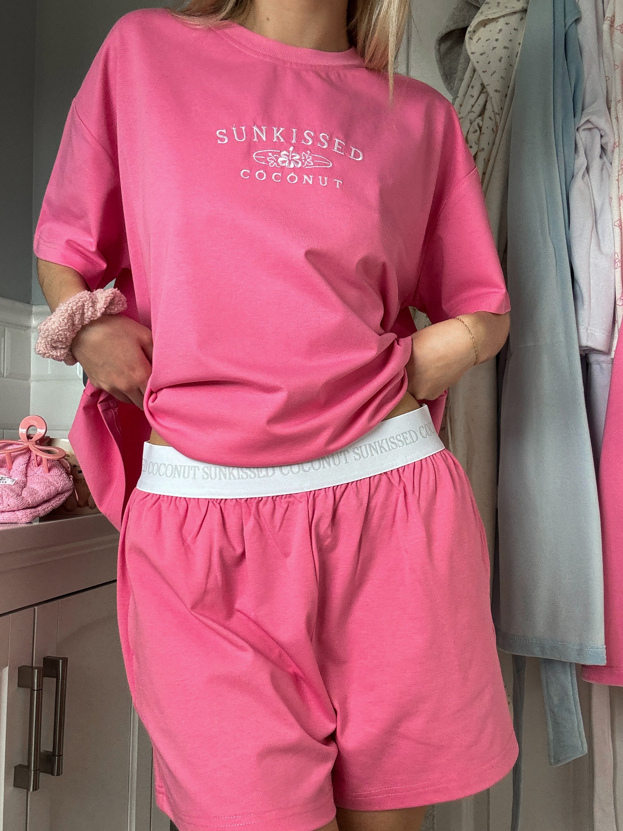 Malibu Pink Basic Watercolor Shorts