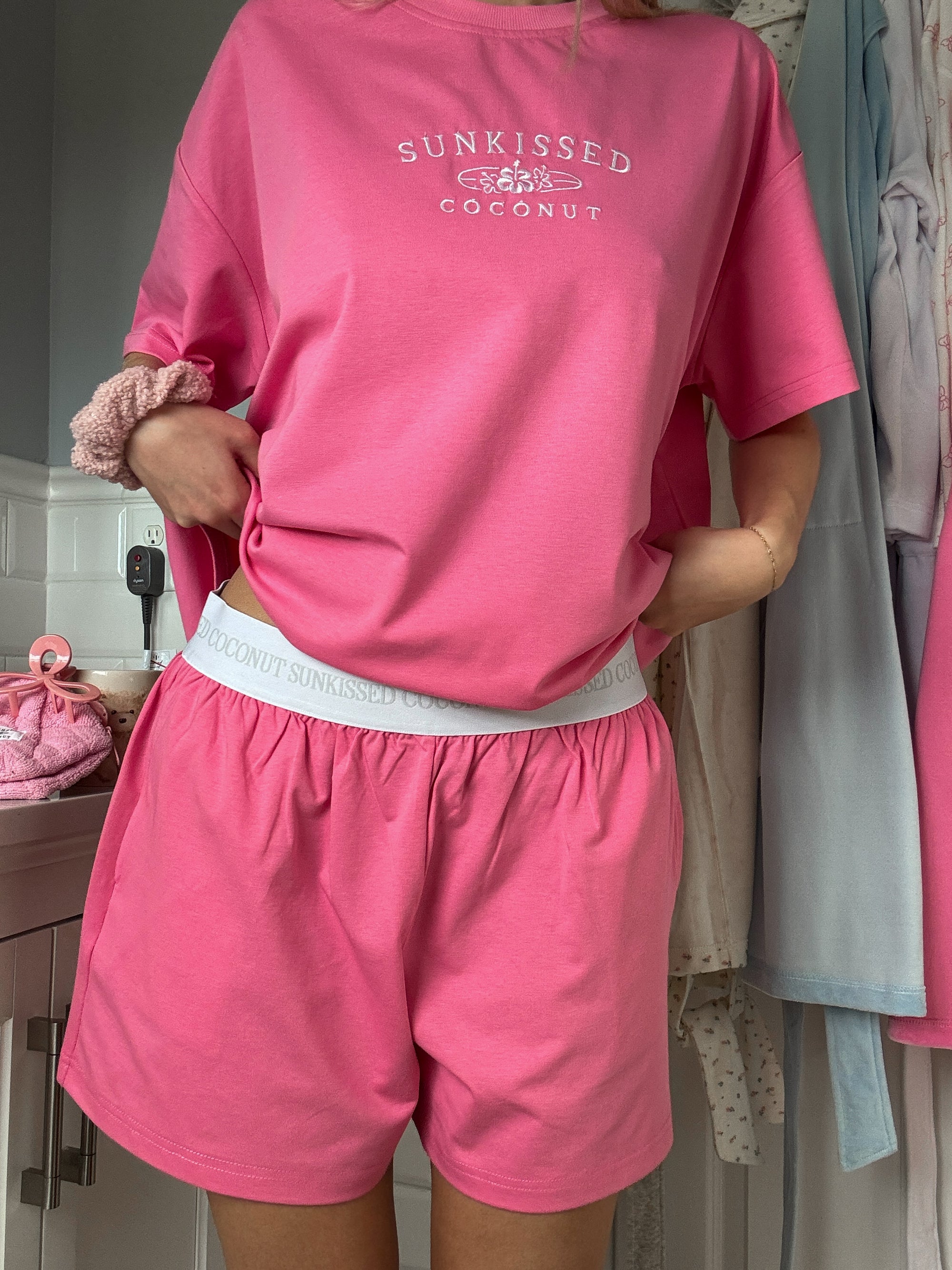 Malibu Pink Basic Watercolor Shorts