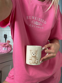 Malibu Pink Basic Watercolor Embroider Tee