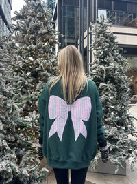 Stripe Bow Embroider Sweatshirt