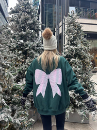 Stripe Bow Embroider Sweatshirt