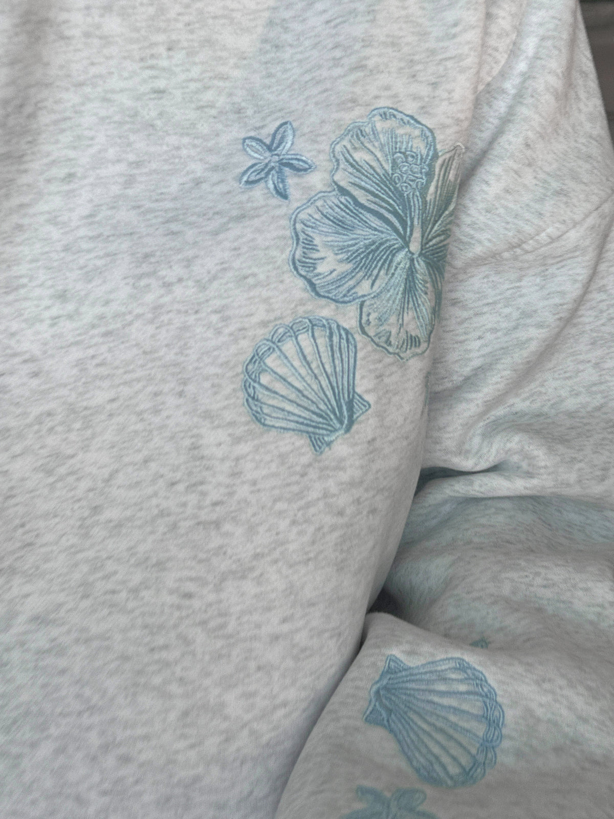 Pearl Grey Tropical Embroider Hoodie