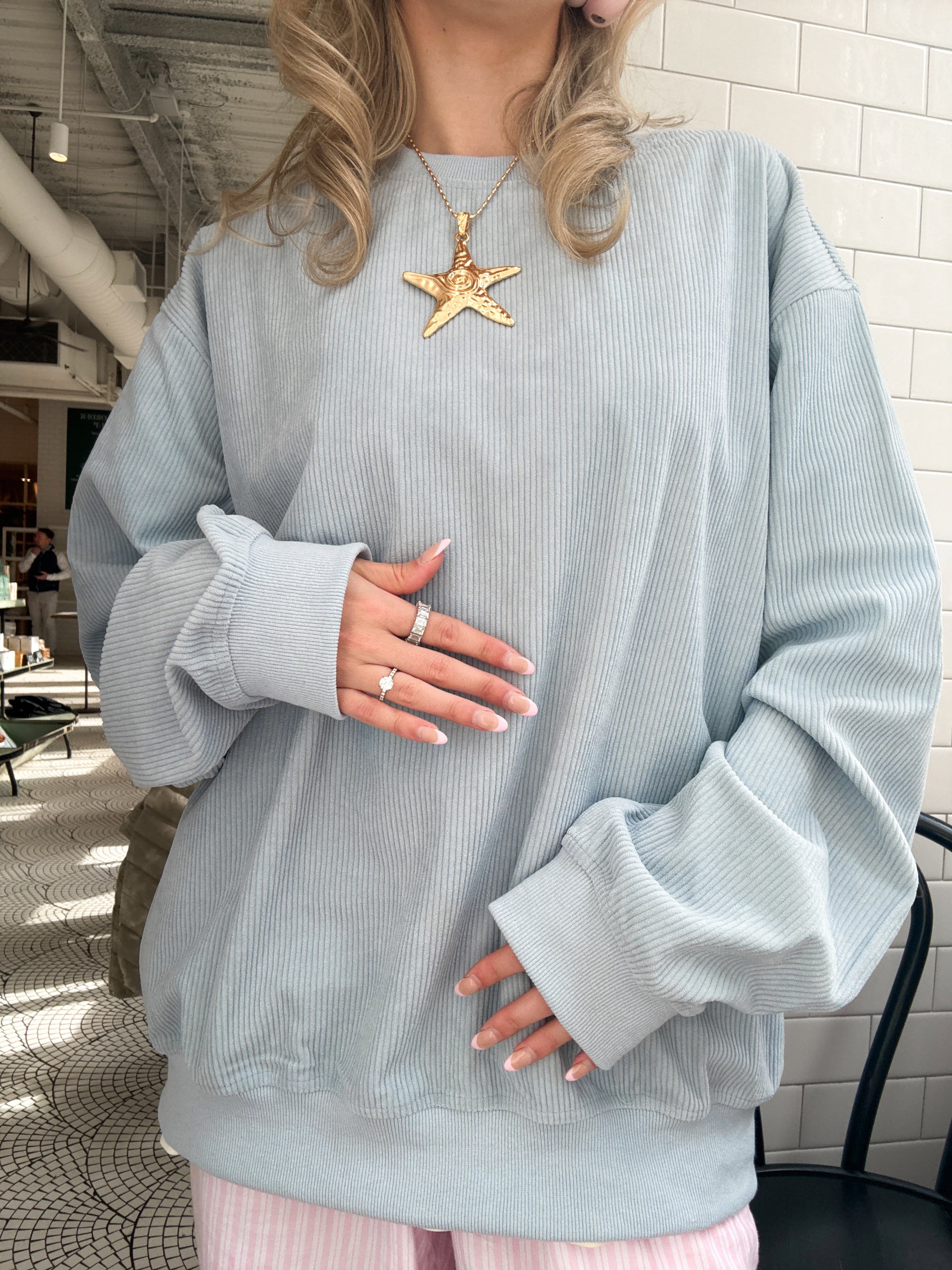 Light Blue Basic Corduroy Crewneck