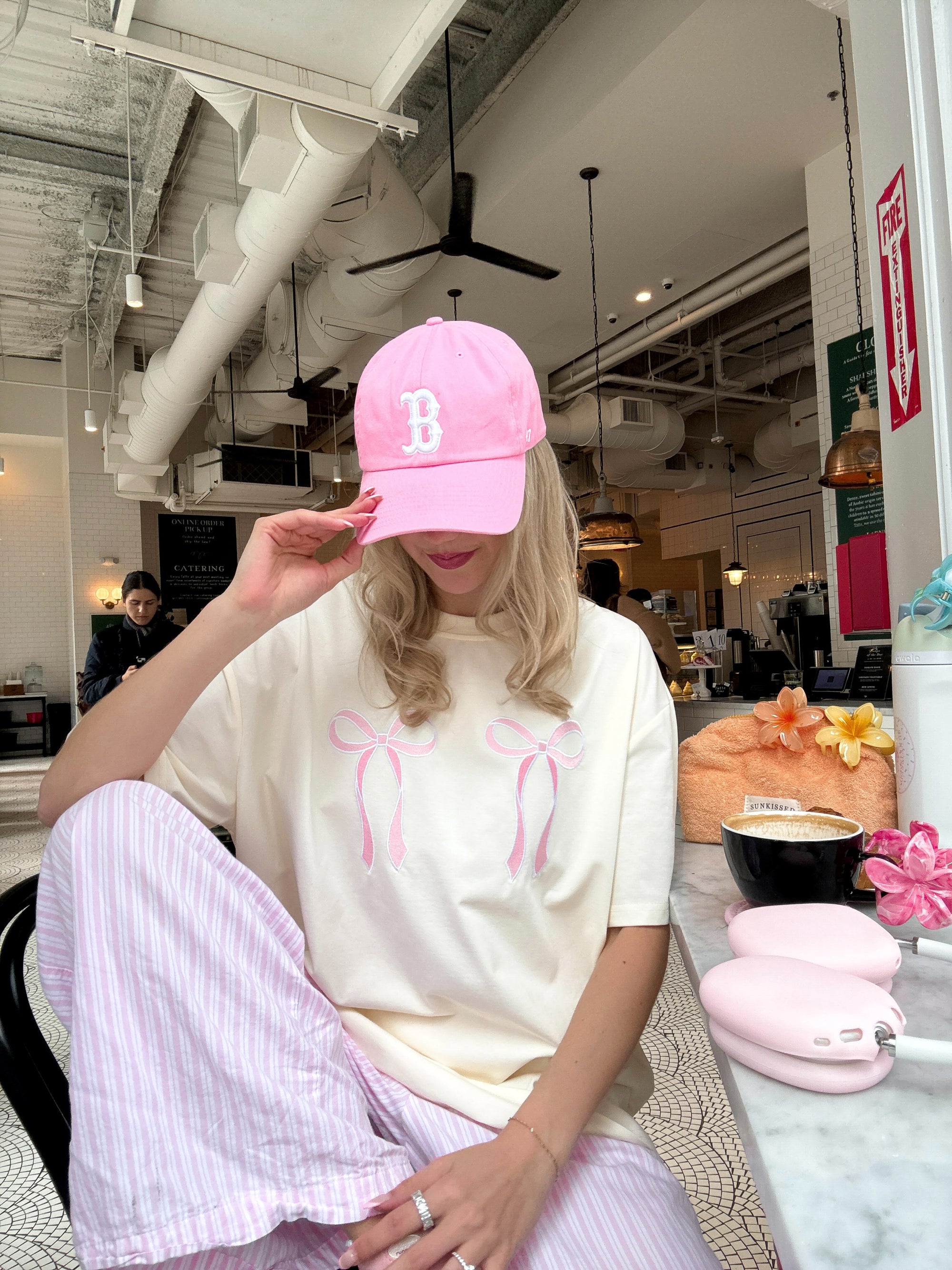 Pink Embroider Bow Tee