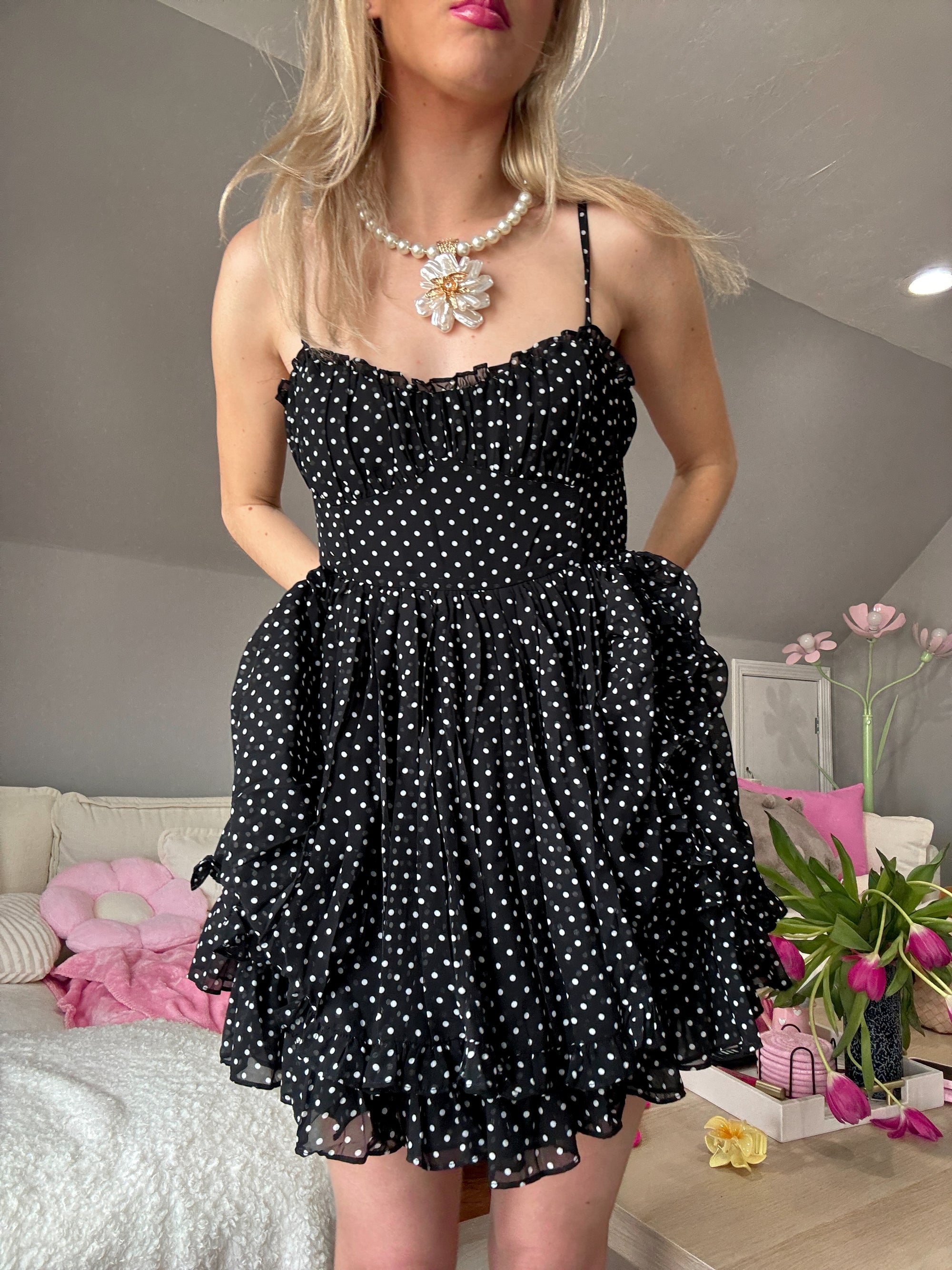 Noire Black Polka Dot Dress