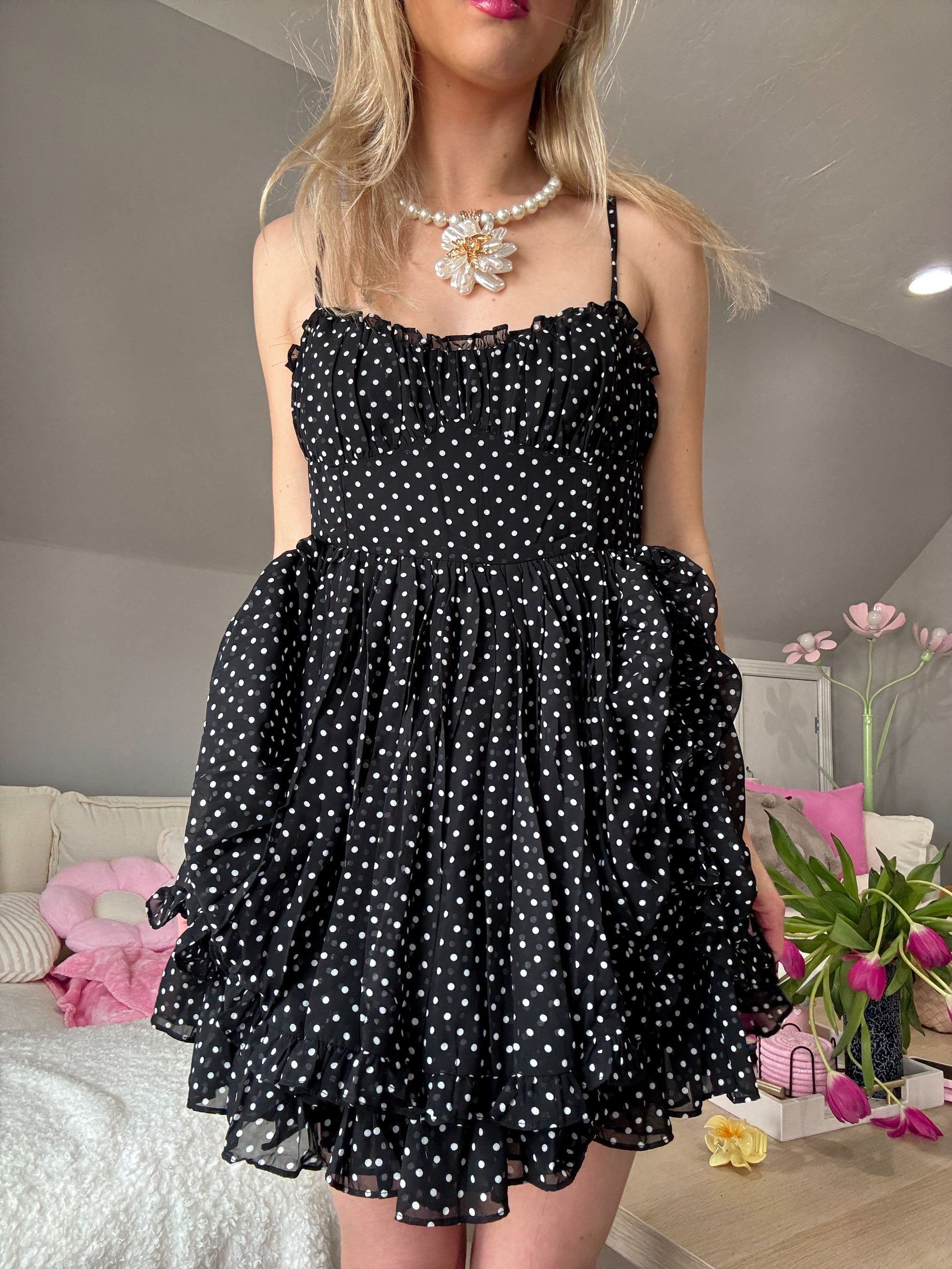 Noire Black Polka Dot Dress