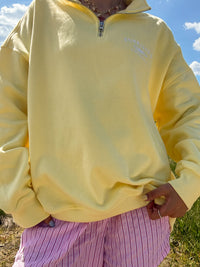Isabella Banana Yellow Sunkissedcoconut Embroider Quarter Zip Sweatshirt