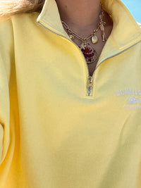 Isabella Banana Yellow Sunkissedcoconut Embroider Quarter Zip Sweatshirt