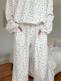 White Lilo Blue Floral Pajama Pants