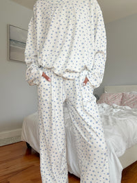 White Lilo Blue Floral Pajama Pants