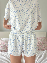White Lilo Blue Floral Pajama Shorts