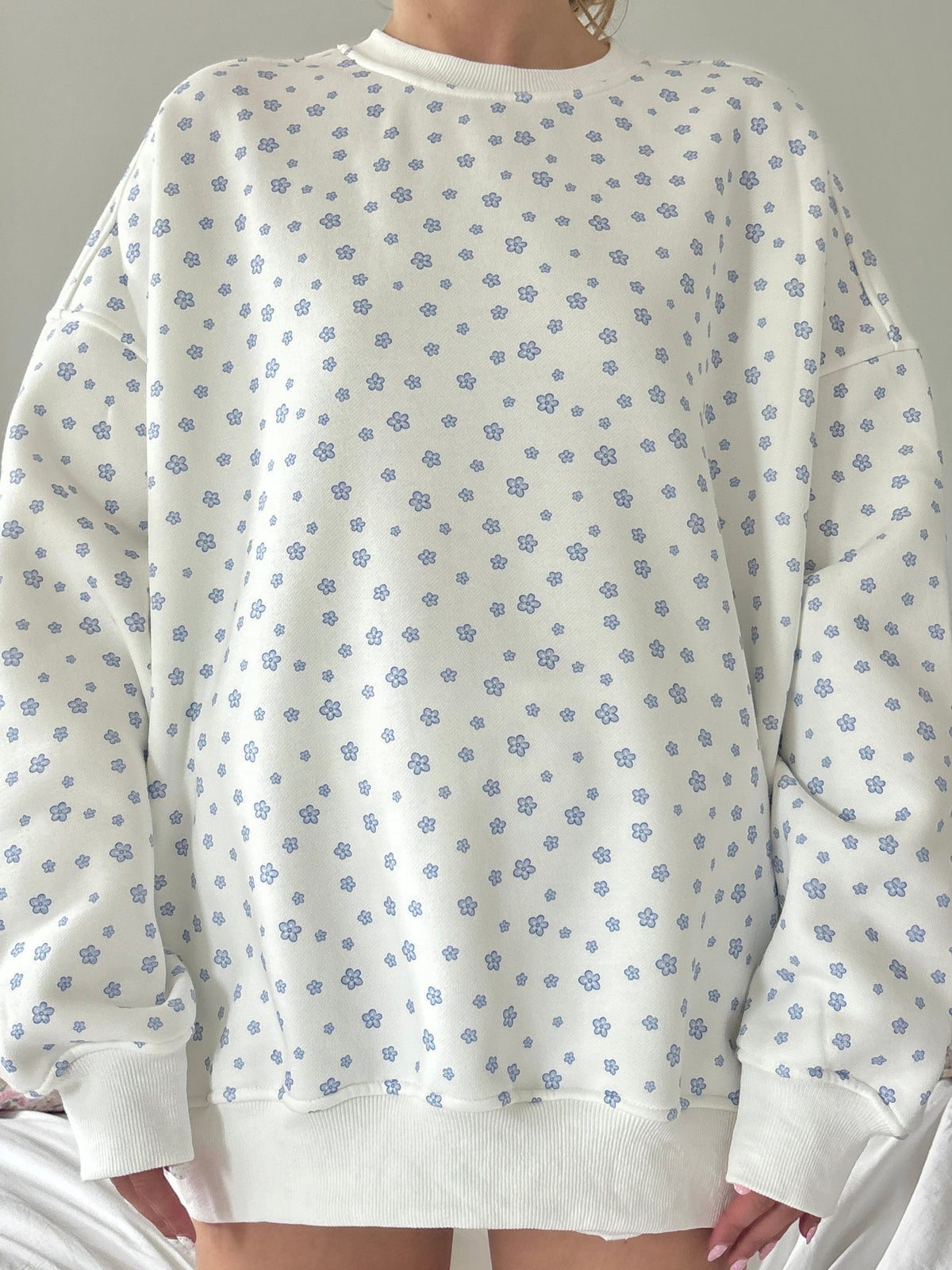 White Lilo Blue Floral Sweatshirt