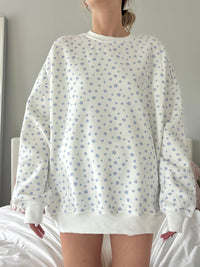 White Lilo Blue Floral Sweatshirt