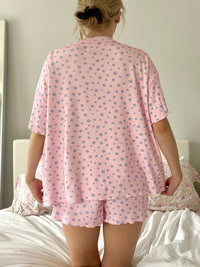Light Pink Lilo Blue Floral Short Sleeve Pajama Top