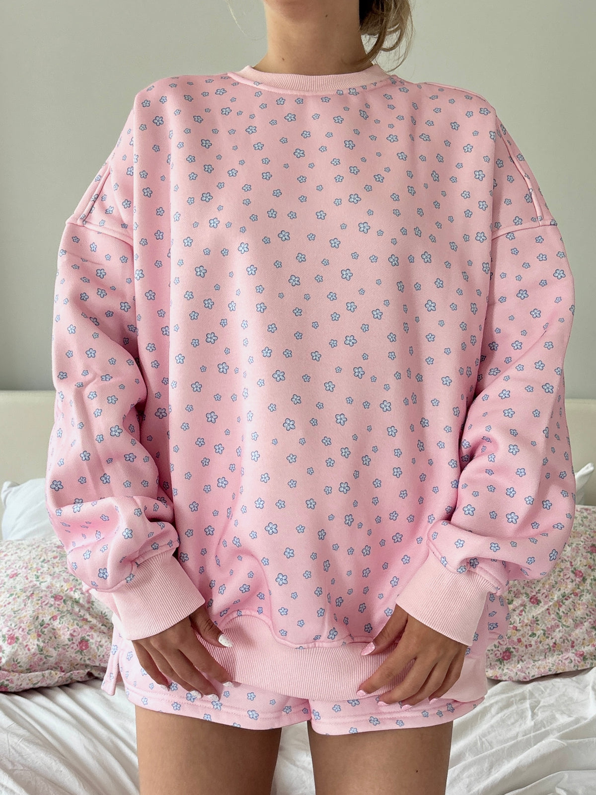 Light Pink Lilo Blue Floral Sweatshirt