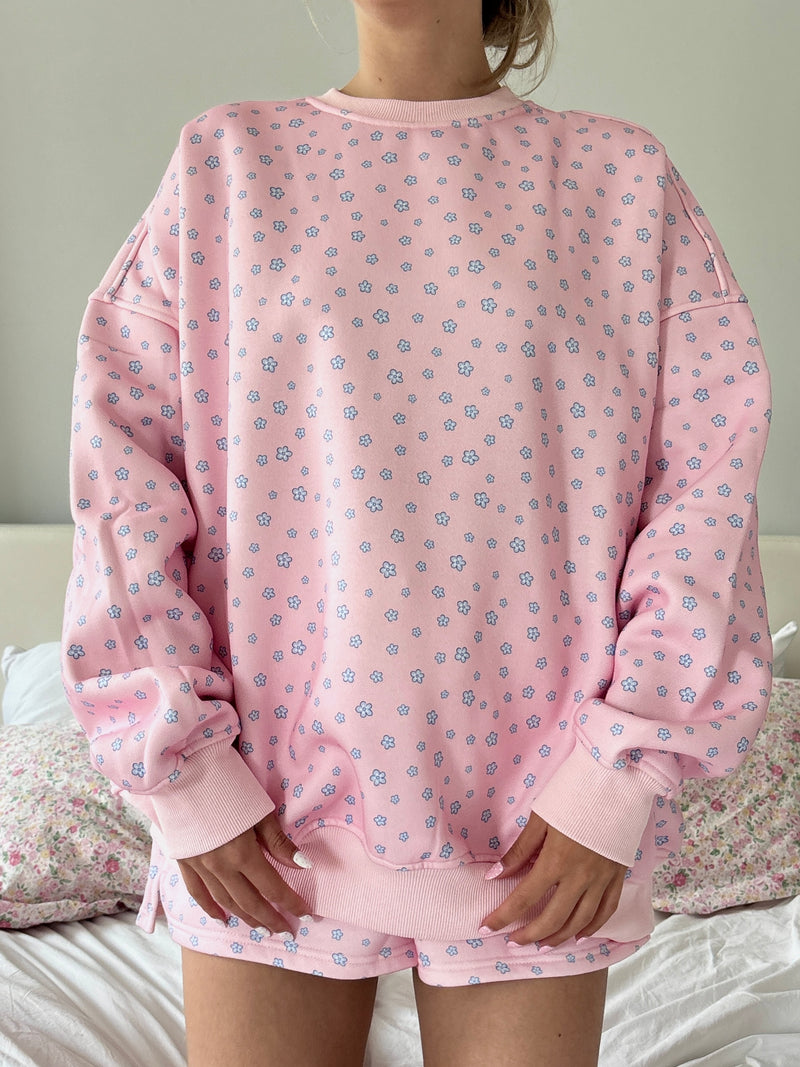 Light Pink Lilo Blue Floral Sweatshirt