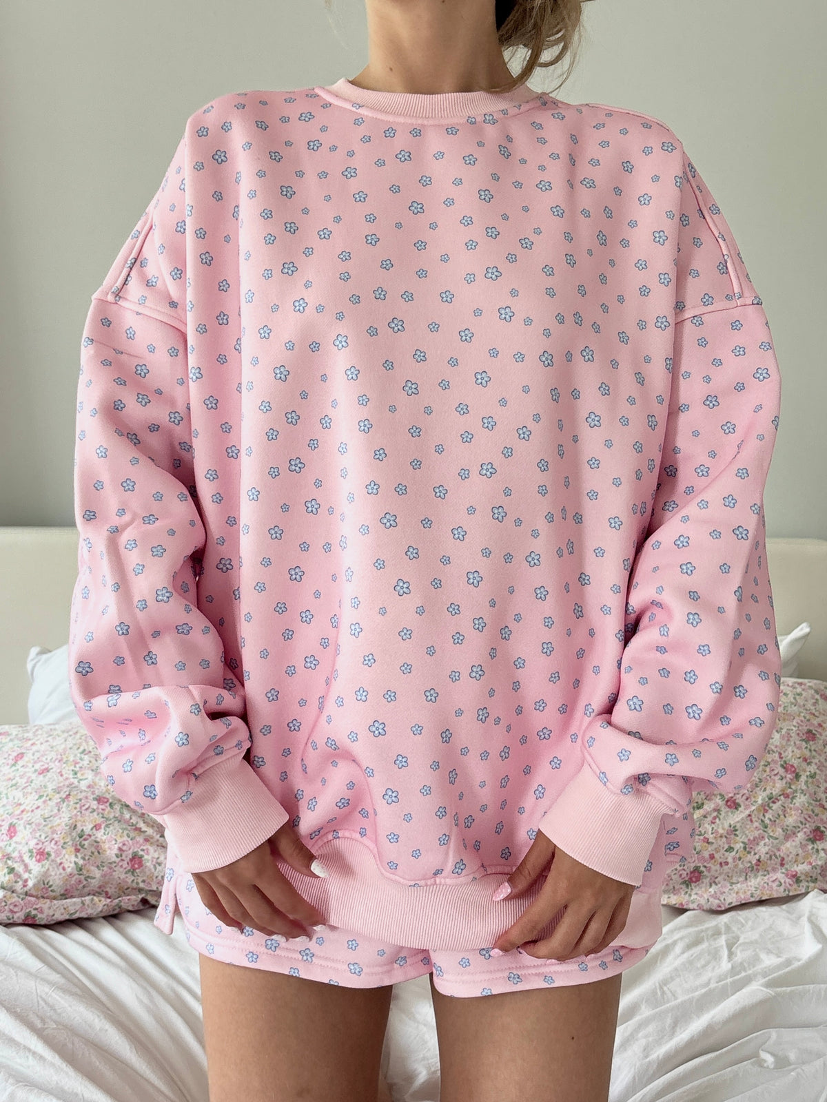 Light Pink Lilo Blue Floral Sweatshirt