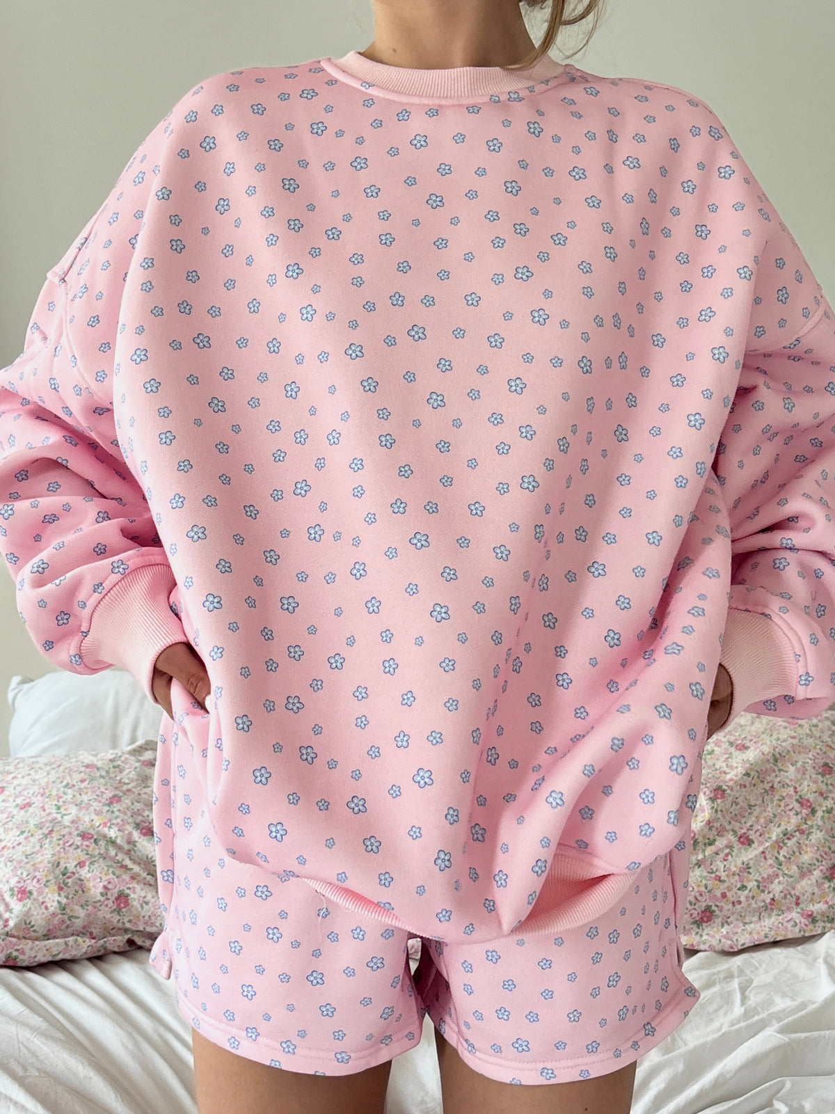 Light Pink Lilo Blue Floral Sweatshirt