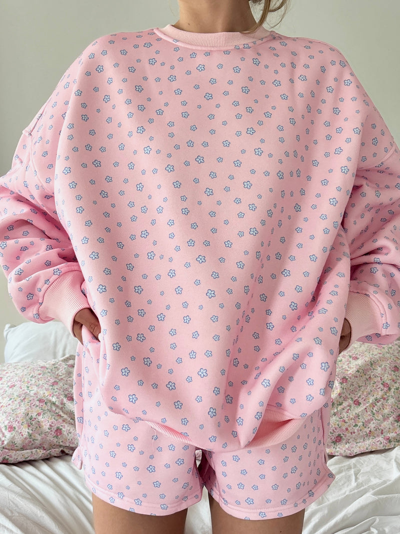 Light Pink Lilo Blue Floral Sweatshirt