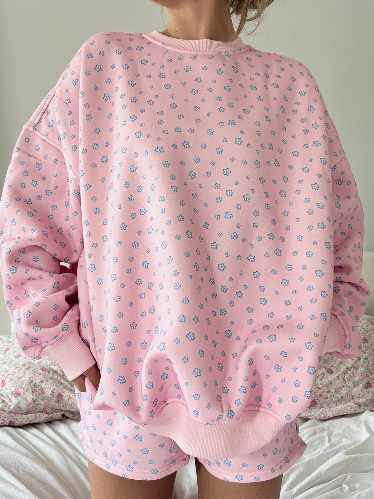 Light Pink Lilo Blue Floral Sweatshirt