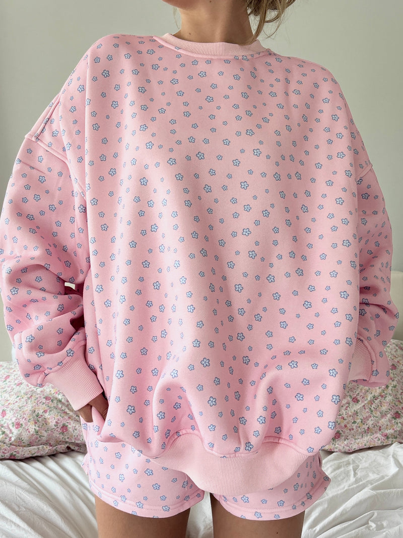 Light Pink Lilo Blue Floral Sweatshirt