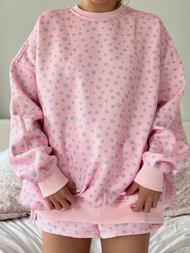 Light Pink Lilo Blue Floral Sweatshirt