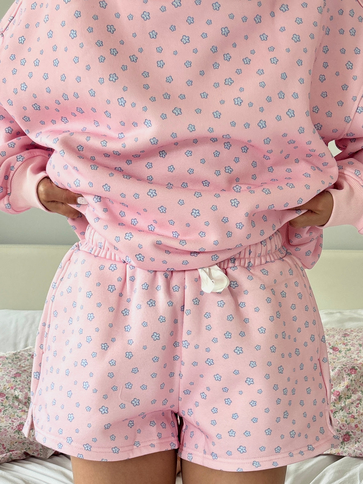 Light Pink Lilo Blue Floral Shorts