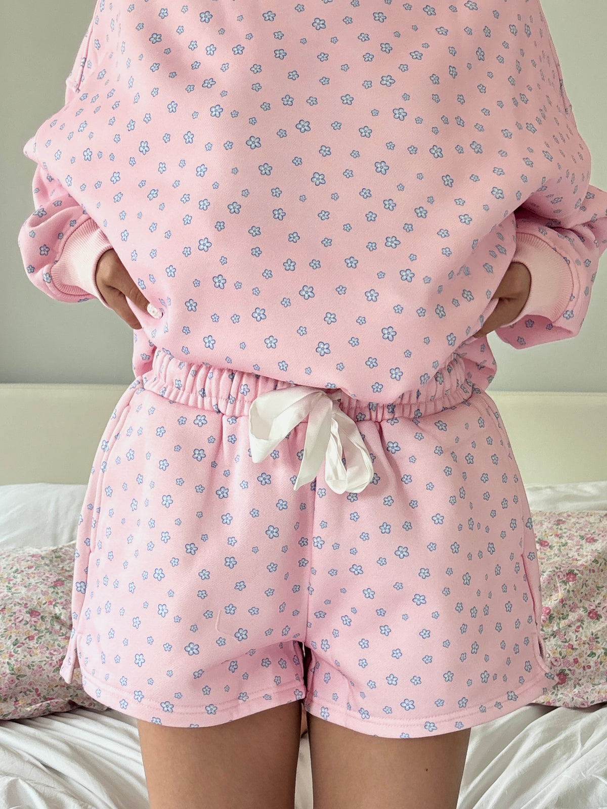 Light Pink Lilo Blue Floral Shorts