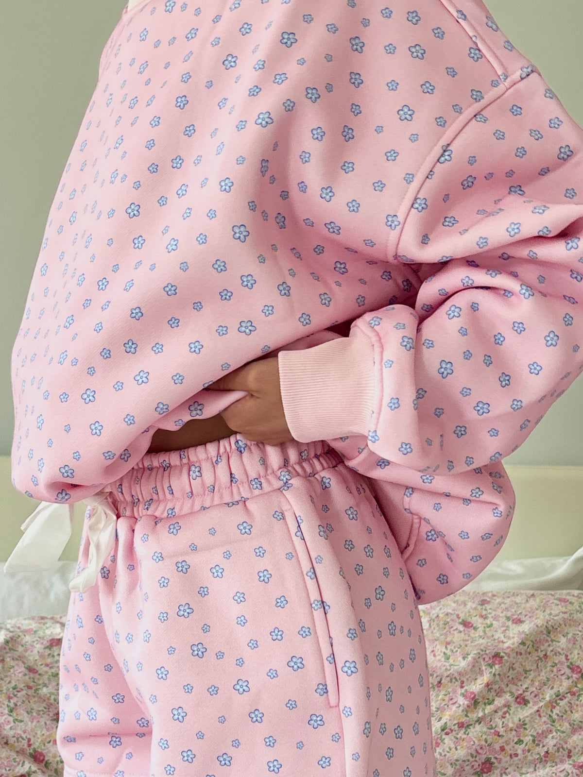 Light Pink Lilo Blue Floral Shorts