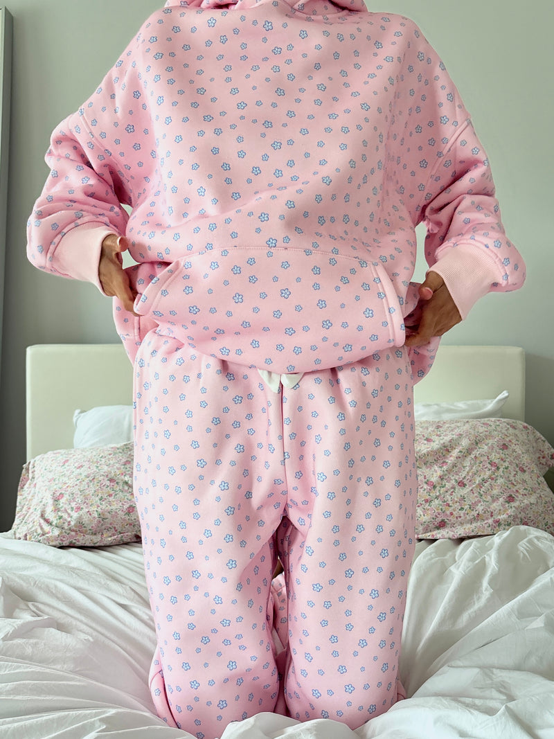 Light Pink Lilo Blue Floral Joggers