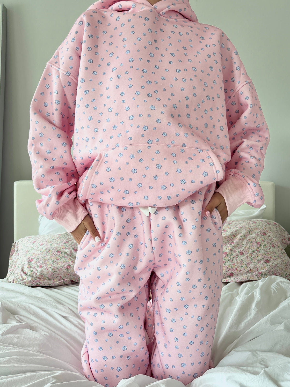 Light Pink Lilo Blue Floral Joggers