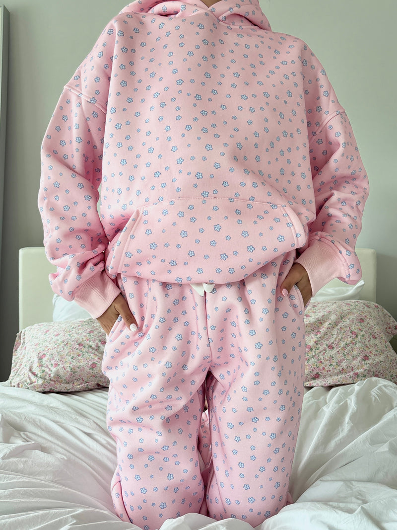 Light Pink Lilo Blue Floral Joggers