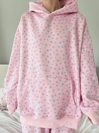 Light Pink Lilo Blue Floral Hoodie