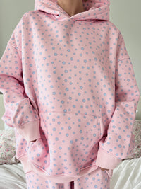 Light Pink Lilo Blue Floral Hoodie