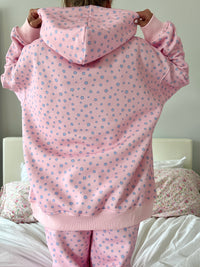 Light Pink Lilo Blue Floral Hoodie