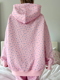 Light Pink Lilo Blue Floral Hoodie