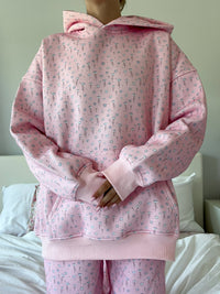 Light Pink Ditsy Blue Floral Hoodie