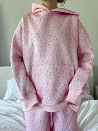 Light Pink Ditsy Blue Floral Hoodie