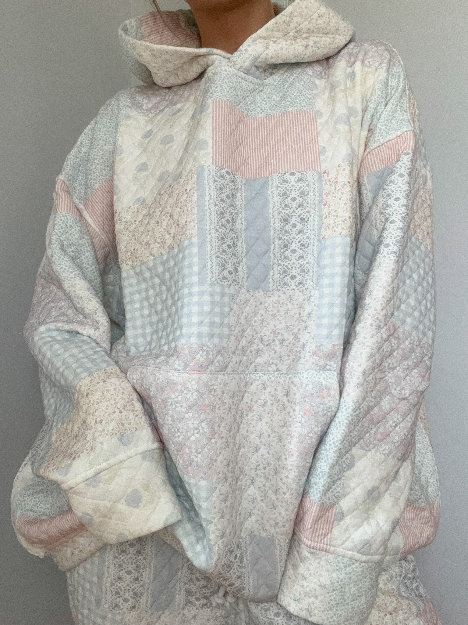 Shades Of Blue Quilted Pastel Hoodie