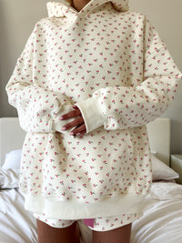 Blank Ivory Cherries All Over Hoodie