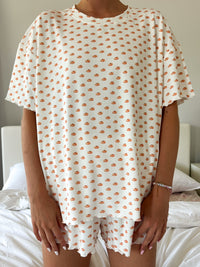 Pumpkin Fall Autumn Short Sleeve Pajama Top