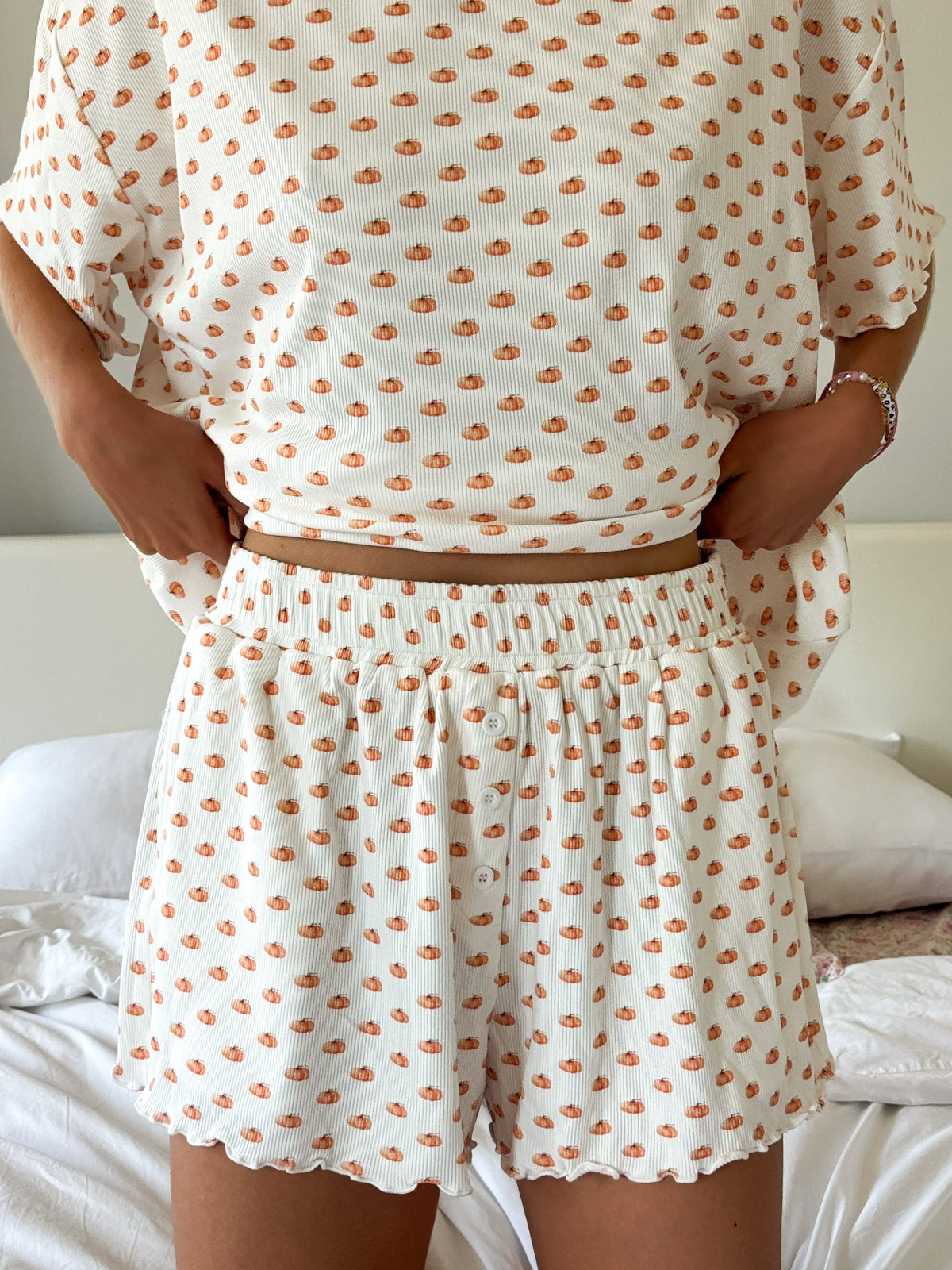 Pumpkin Fall Autumn Pajama Shorts